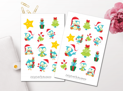 Weihnachten Vogel Sticker Set